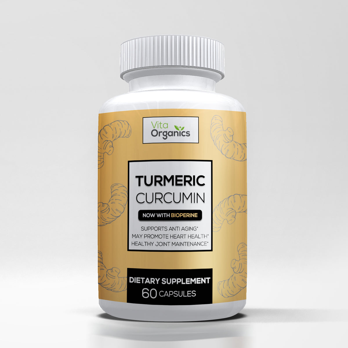 Vita Organics Premium Strength Turmeric Curcumin (With BioPerine)